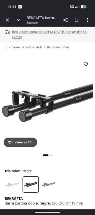 Barra doble cortinas Ikea Bekrafta