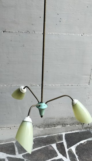 Lampadario vintage anni '60 vetro e metallo