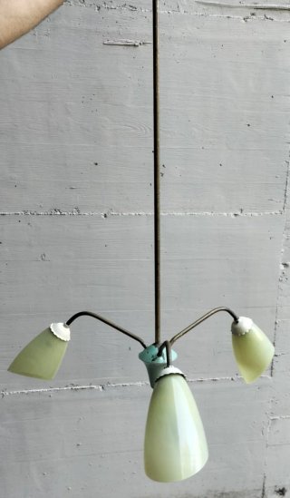 Lampadario vintage anni '60 vetro e metallo