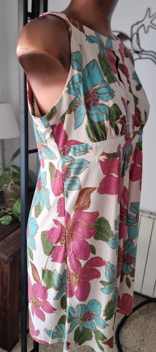 Vestido Verano Flores Beige Multicolor