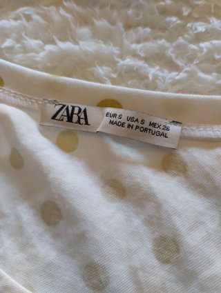 Zara Top Cropped Bolas Verdes Branco S