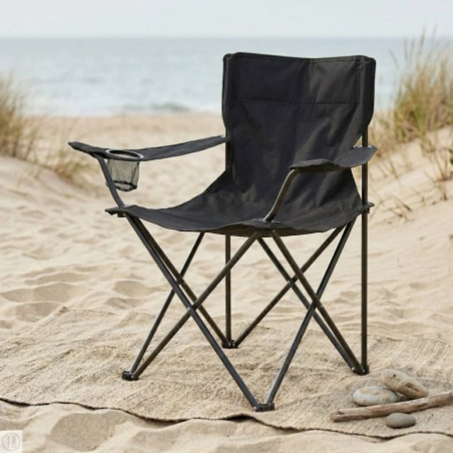 Silla Camping Metal Plegable Negra