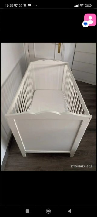 Cuna Ikea bebé + colchón y funda