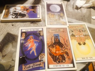 Carte del Tarocchi: Il Mondo, Il Diavolo, La Luna