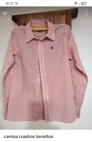 Camisa Benetton cuadros roja