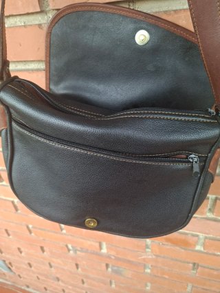 Bolso vintage cuero negro y marrón