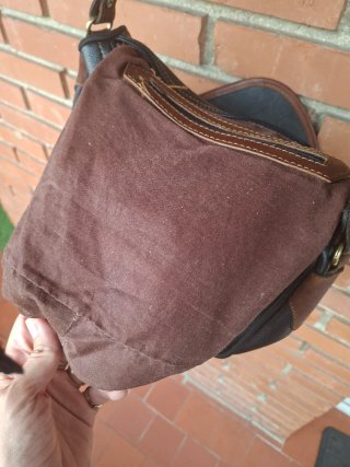 Bolso vintage cuero negro y marrón