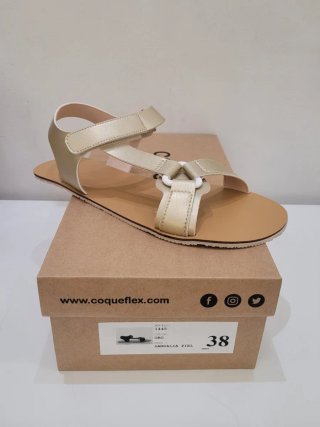 Sandalias barefoot Coqueflex doradas T38