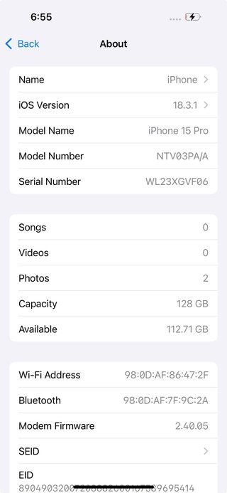 iPhone 15 Pro 128GB Blu - Batteria 100%