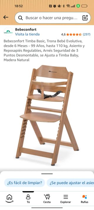 Trona Bebeconfort Timba Madera Natural