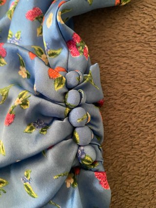Zara Vestido Corto Seda Azul Veraniego Flores