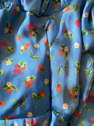 Zara Vestido Corto Seda Azul Veraniego Flores