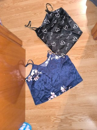 Pack 2 Tops Satén Pijama Tirantes Talla L