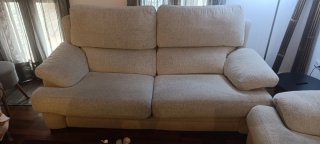 Conjunto 2 sofás beige tela