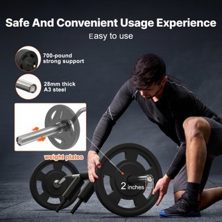 Barra de Sentadillas de Seguridad, Barra de Sentadillas de 700 LBS, Accesorio de Barra de Sentadillas de Seguridad con Almohadillas para Hombros y Brazos, Barra de Peso de 28 mm de Diámetro, Ideal...