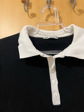 Polo Zara negro y blanco