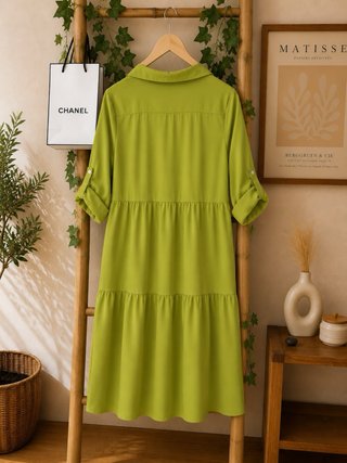 Vestido verde lino talla M