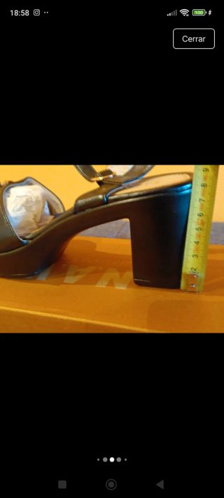 Sandalias negras tacón mujer longitud pie 25, 5