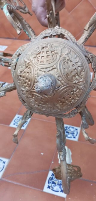 Lámpara de techo antigua de bronce