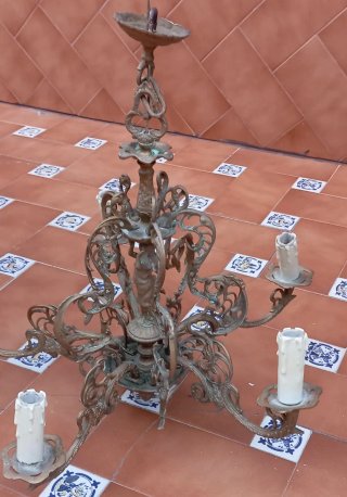 Lámpara de techo antigua de bronce