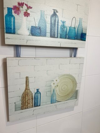 Cuadros decorativos botellas azules
