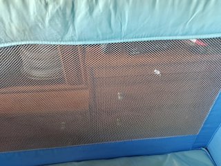 Cuna de viaje azul