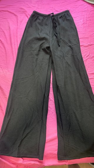 Pantalones anchos de lino negros