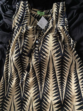 Vestido Verano Estampado Negro Beige Talla L