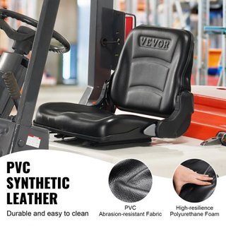 Asiento Universal para Montacargas, Asiento de Tractor Plegable con Respaldo Ajustable y Microinterruptor, Asiento Cómodo para Montacargas con Ranura Extendida de 6.3-13.4 pulgadas para Cargadora ...