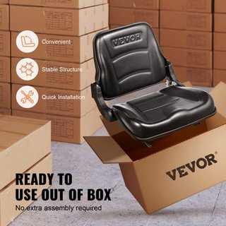 Asiento Universal para Montacargas, Asiento de Tractor Plegable con Respaldo Ajustable y Microinterruptor, Asiento Cómodo para Montacargas con Ranura Extendida de 6.3-13.4 pulgadas para Cargadora ...