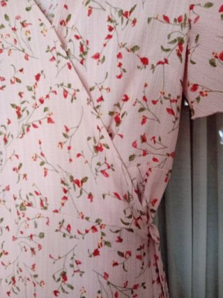 Vestido largo floral rosa y rojo