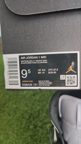 Air Jordan Mid Gris Smoke Negro Blanco Talla 43