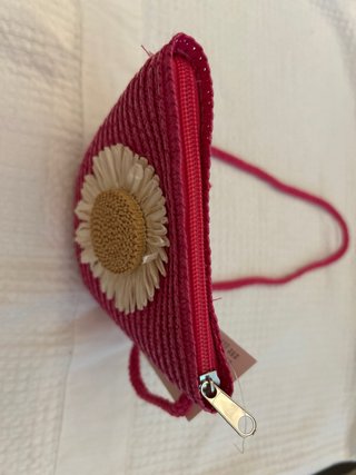 Bolso rafia niña flor rosa