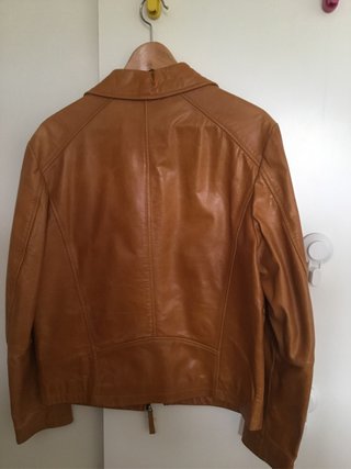 Chaqueta de cuero hombre marrón/naranja
