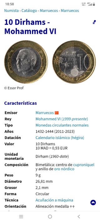 Moneda 10 Dirhams Mohammed VI 2019-1437