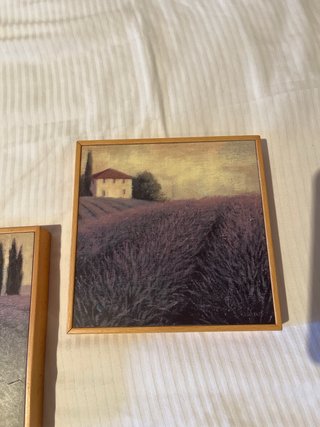Cuadros decorativos campo lavanda marco madera
