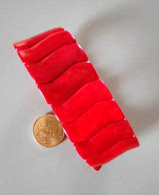 Bracciale fascia rigida corallo bamboo rosso NUOVO