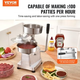 Máquina para Hacer Hamburguesas Comerciales, Moldeador de Hamburguesas de 150mm/6 pulgadas, Prensa de Hamburguesas de Acero Inoxidable de Grado Alimenticio, Procesador de Carne de Cocina con 1000 ...