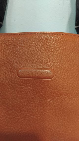 Bolso de hombro Katana piel naranja y gris