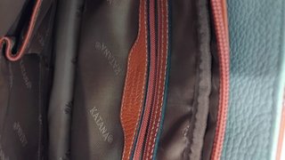 Bolso de hombro Katana piel naranja y gris