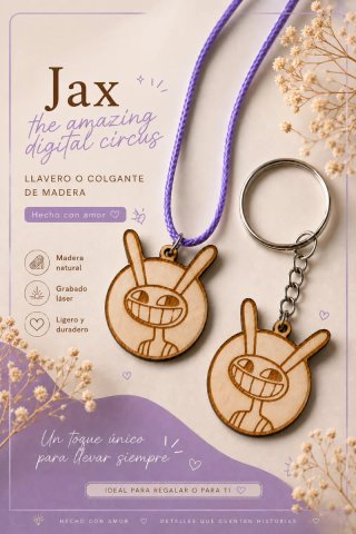 Colgante o Llavero Jax Digital Circus Madera