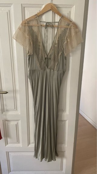 Vestido lencero encaje Zara T-L