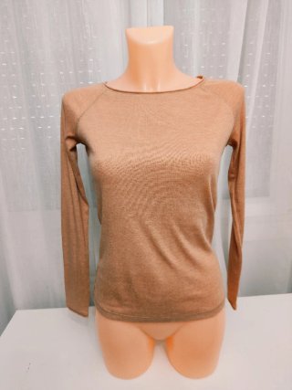 Camiseta de punto fino camel