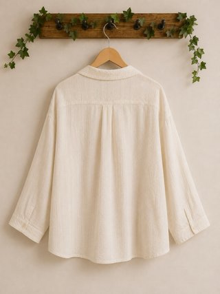 Blusa Lino Beige/Blanco