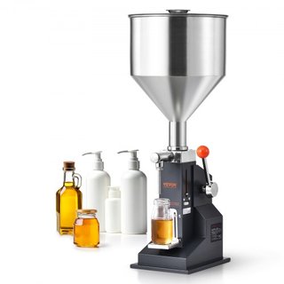Máquina de Llenado de Líquidos Manual para Pasta, Llenador de Botellas de 5-100ml, Máquina de Llenado de Botellas Ajustable, Llenador de Líquidos de Acero Inoxidable con Tolva para Leche Agua Jugo...