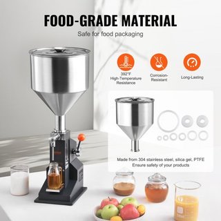 Máquina de Llenado de Líquidos Manual para Pasta, Llenador de Botellas de 5-100ml, Máquina de Llenado de Botellas Ajustable, Llenador de Líquidos de Acero Inoxidable con Tolva para Leche Agua Jugo...
