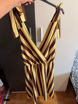 Vestido rayas amarillo y marrón talla única