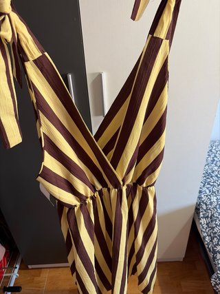 Vestido rayas amarillo y marrón talla única
