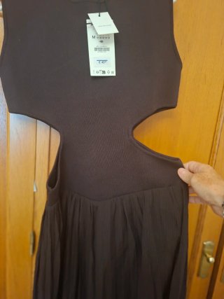 Vestido Zara Cut Out Marrón Talla M