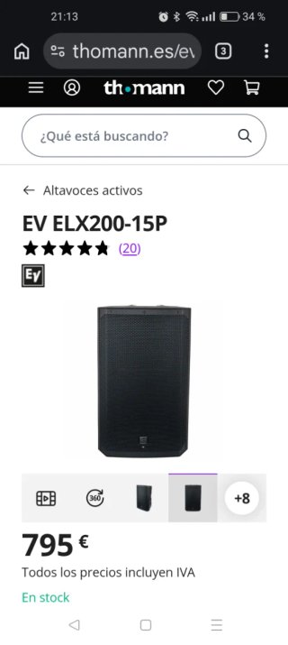 Altavoz EV ELX200-15P Negro